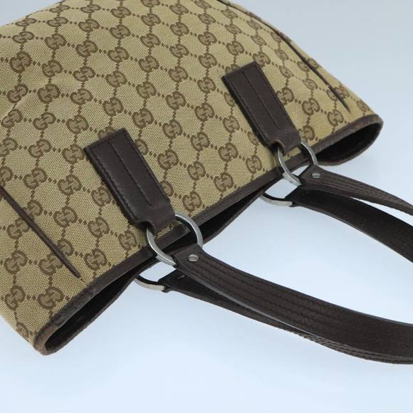 GUCCI GG Canvas Hand Bag Beige Brown Silver 113019 Auth 103326 - Picture 6 of 16